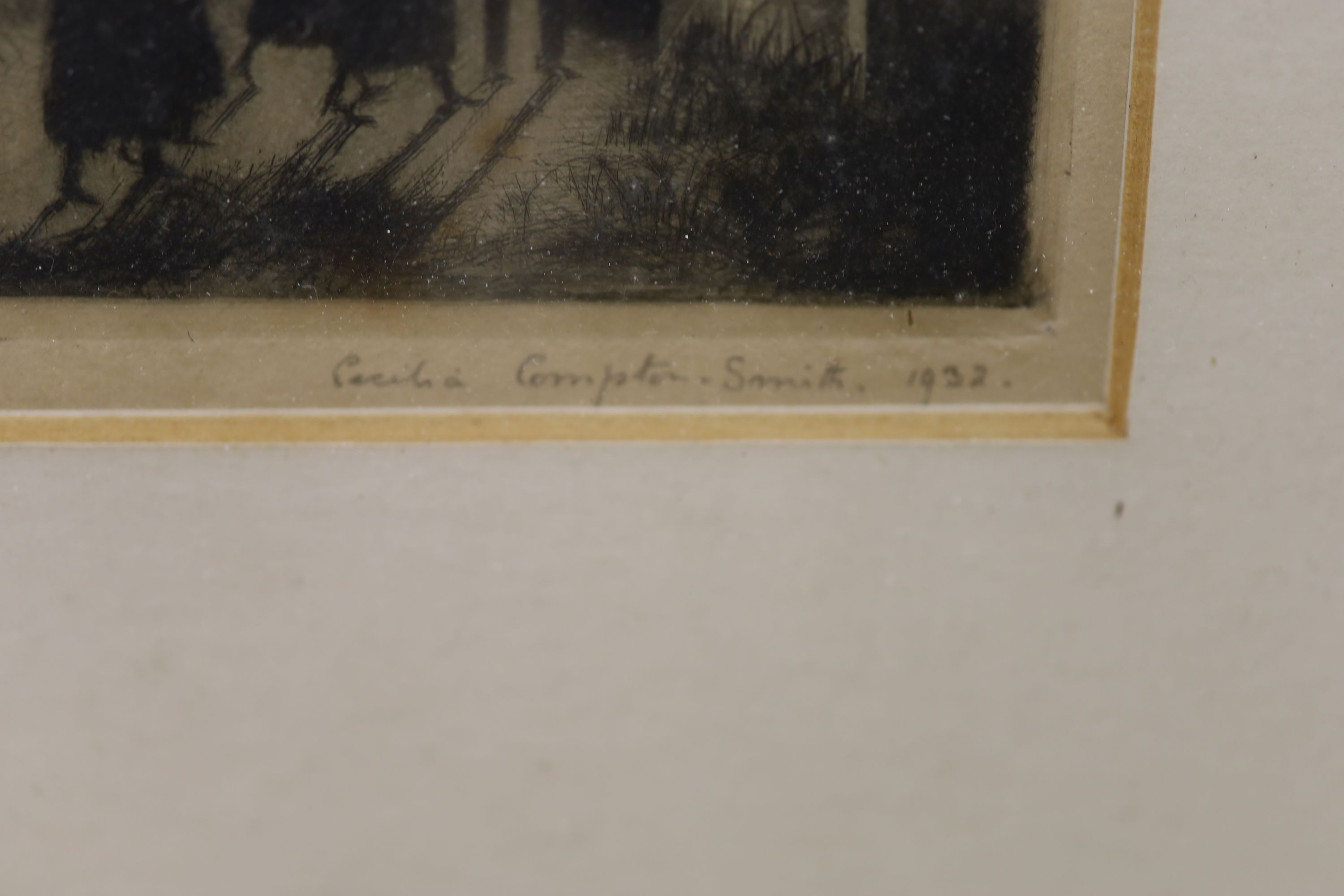 Cecilia Compton-Smith (Exh. 1931-37), etching, Irish Sunday, signed and dated 1932, 12 x 16cm.